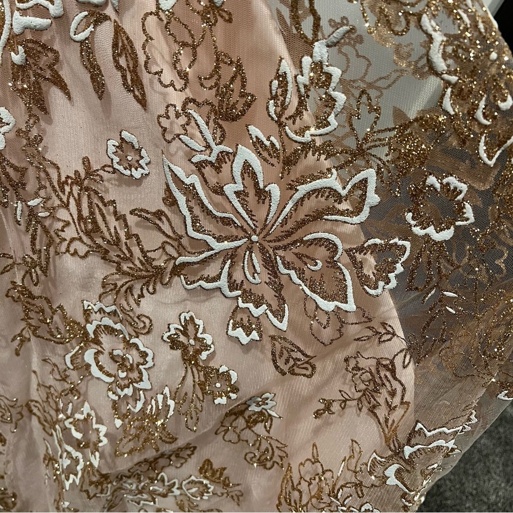 J'ADORE EVENING Blush Pink, White, Gold Evening Grad Prom Dress Floral Size 6 - Picture 7 of 16